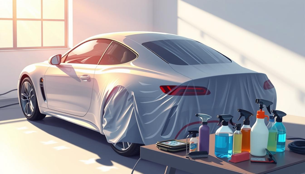 wrapped car washing preparation