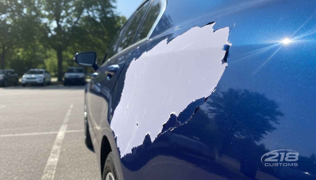 UV damage on car wrap UV damage on car wrap